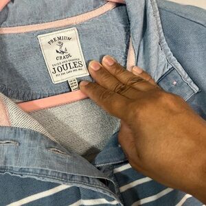 Joules Chambray Blue Shirt with White Stripes